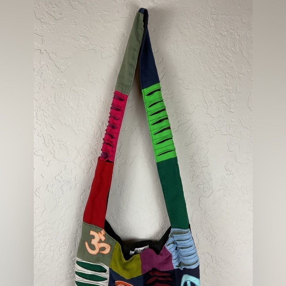 Tribe Azure Cotton Hobo Shoulder Crossbody Bag Razor Cut - Picture 4 of 8